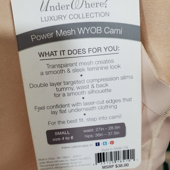 Under Where Power Mesh Wear Your Own Bra Cami Sz S - Picture 5 of 5